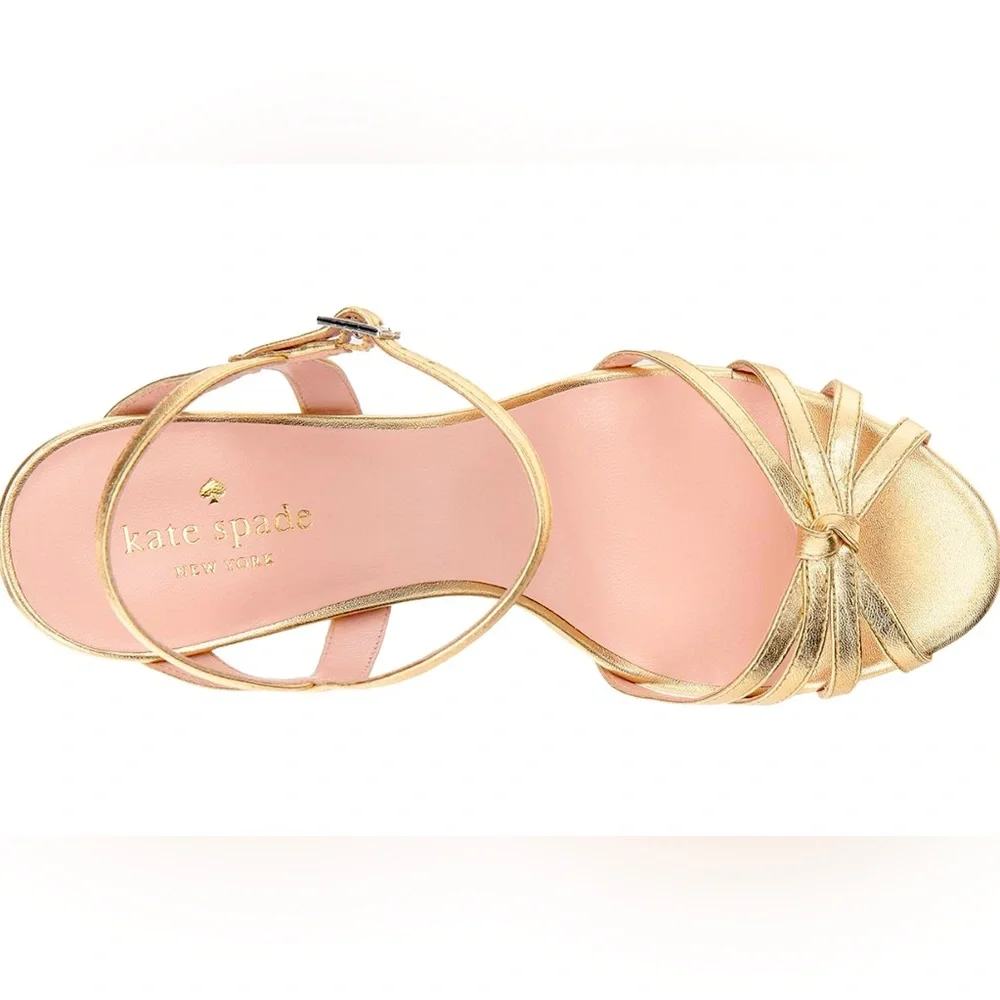 KATE SPADE “Florence” Gold Strappy Heels - Picture 6 of 12